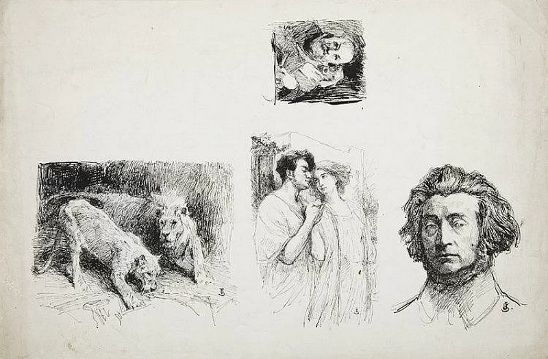 Ritratto di Adam Mickiewicz, Ritratto di uomo con cane, leoni, Vinicio e Ligia